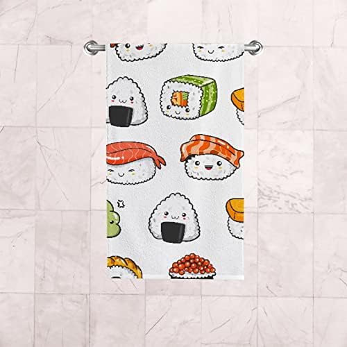 מגבת יד מצוירת ביד סושי יפני חמוד סט מגבת מגבת של 2 קצות אצבעות מגבות מטבח מוטות מוטות כלים סופגים מגבת