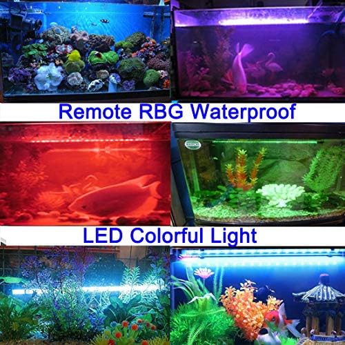 אקווריום אור, שונית צמח דגי טנק אור עמיד למים שלט רחוק צוללת בהירות אור צבעוני מתכוונן מתחת למים )