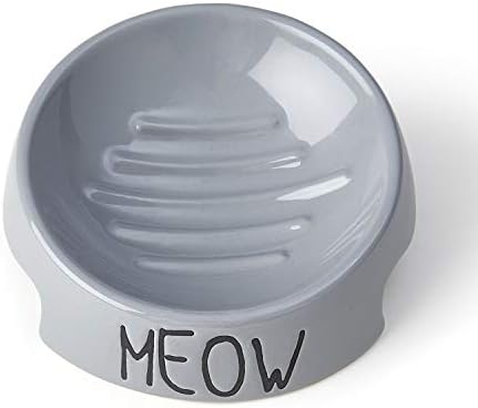 פטרגי 17014 מיאו הפוך זווית חרס מדיח כלים בטוח חתול קערת 6-אונקיה 4.25-אינץ קוטר 2-אינץ גבוה עבור גורים וחתולים,