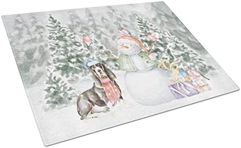 באסט כלבם שחור לבן ושזוף עם חג המולד מציג זכוכית חיתוך לוח גדול