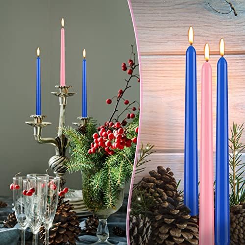 4 חתיכות חג המולד כחול אדוונט נר כחול להתחדד נרות אדוונט נר ארוך שריפת מחודד נרות ללא טפטוף להתחדד נרות ללא בישום
