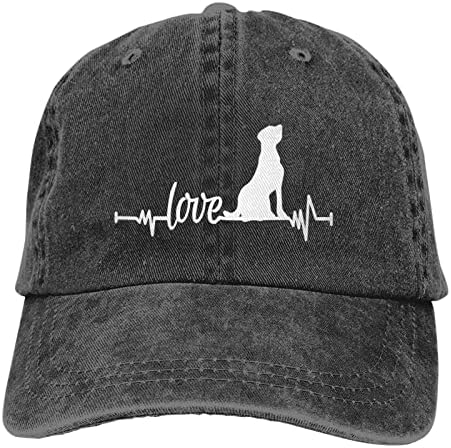 יפיידל נשים של כלב אהבת פעימות לב ג ' ינס בייסבול כובע, מתכוונן בציר במצוקה שטף כובע לנשים וגברים