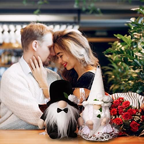 MLZQART כלה חתונה חתונה גנום זוג קטיפה בעבודת יד גמדים סקנדינביים מחזיקים פרח טומטה תפאורה ביתית