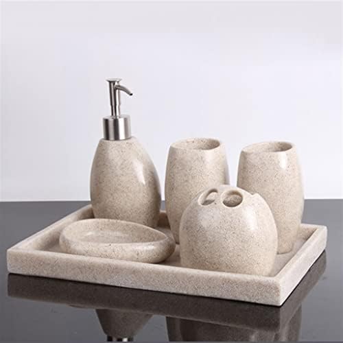 קוול אבן חול אירופית אמבטיה חדר אמבטיה חמש חלקים מברשת שיניים שטיפת שטיפה כוס מברשת שיניים כוס