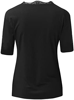 חולצות חולצות נ 'חולצות תחרה צוואר שרוול קצר מהכתף צנוע פסים חמים פסים סתיו חולצות חורף 2023