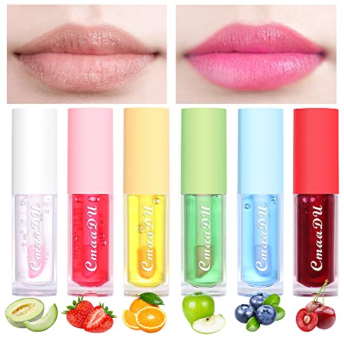 קרנר 6 יחידות צבע שינוי גלוס סטים, פירות ורוד קסם מצב רוח שפתיים שמן כהה שפתון, גבוהה-ברק ברור טמפרטורת צבע