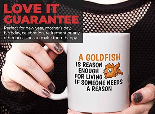 בועת חיבוקים דגי אוהבי קפה ספל 11 עוז לבן-דג זהב הוא סיבה מספיק עבור-אקווריום טנק מים לחיות מחמד אלמוגים