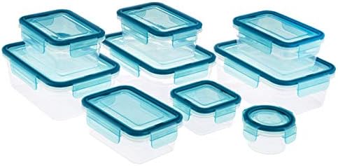 אמזון יסודות 38 חתיכת פלסטיק נעילת מזון אחסון מיכל-כחול