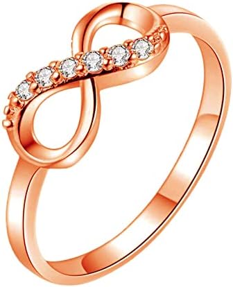 טבעות אירוסין לנשים 8 צורה טבעת ריינסטון לנשים מבטיחות טבעות ללהקת החתונה המלאה ליהלום זירקון