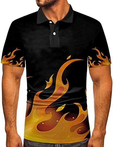 חולצות גולף פולו של Zddo Mens Polo, צמרות טניס מזדמנים של להבה