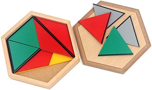 מונטסורי עץ מתמטיקה גיאומטריה צורת עזרי הוראה בונה משולשים מלבני הפנטגון 5 סטים מוקדם בגיל רך צעצועים