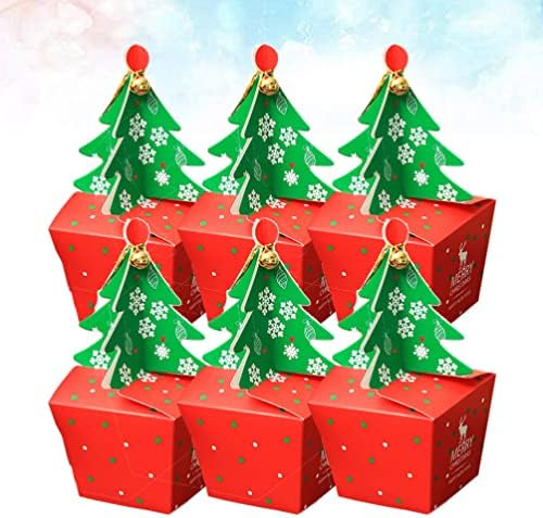 צורת עץ חג המולד 3 ד ' קופסות מתנת סוכריות קופסות עם פעמון חג המולד שוקולד קייס לטובת מסיבת גודי