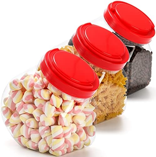 קינגרול 3 מארז 67 עוז צנצנות ממתקים עם מכסים-מיכלי אחסון מזון מפלסטיק דלפק מטבח אחסון מזווה, מיכלי