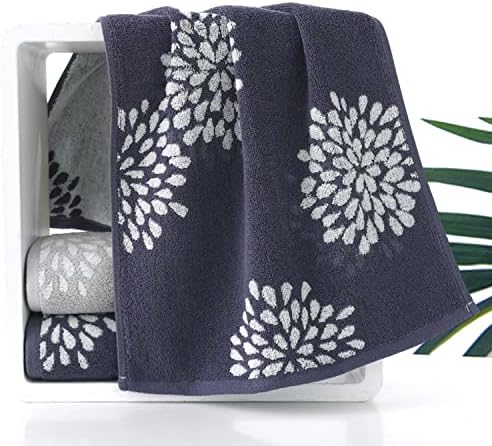מגבות ידיים של פידדה סט של 2 דפוס פרחים הידראנגאה מגבת דקורטיבית רכה סופגת כותנה לחדר אמבטיה