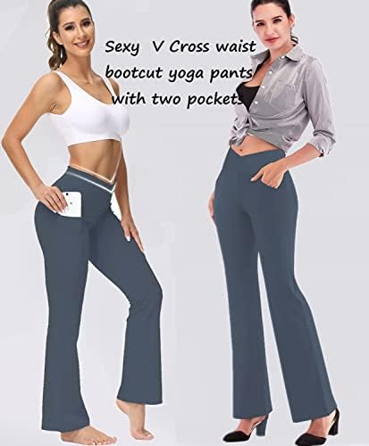 ניוקקי עבודה קרוסאובר עבודות התלקחות מכנסיים לנשים, מכנסי יוגה מגף מותניים גבוה