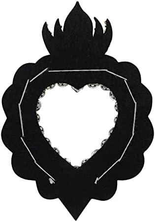 טלאי לב קדושים 1 חתיכה בוער כתב טלאי לב קריסטל אמנות מקסיקנית תפור על טלאי אפליקציות לבגדים דקורטיביים