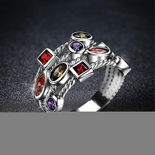 טבעות לילדות קטנות בגיל 6 Huitan Zirconia צבעוני נשים עדינות תכשיטים טבעת להקת כלות חתונה אופנה צולבת