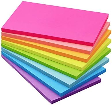 פתקים דביקים 3 על 5 אינץ ' צבעים בהירים רפידות מקל עצמי 8 רפידות / חבילה 50 גיליונות / כרית סך הכל 400