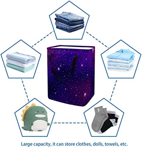 חלל אולטרה סגול הדפסת גלקסיה גלקטית סל כביסה מתקפל, סלי כביסה עמידים למים 60 ליטר אחסון צעצועי כביסה לחדר שינה
