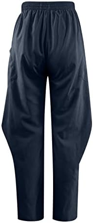 HDZWW סתיו חמוד כותנה מכנסיים מוצקים נשים פלוס גודל רפיון עם כיסים רץ נושם ספורט גדול עם ספורט