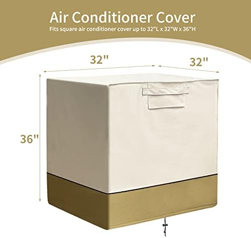 כיסוי מזגן ליחידות חיצוניות AC הניתן ליחידות AC עמיד בבד עמיד בבד עמיד לרוח -ריבוע מתאים עד 32 x 32 x