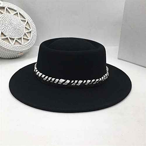 לייג 'קלאסי צמר שחור שטוח שוליים כובע אופנה רחב-שוליים כובעי בליטה לגברים ונשים פנאי פנמה פנמה