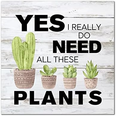 Donl9bauer כן אני באמת צריך את כל הצמחים האלה שלטי עץ רטרו צמח עסיסי רטרו תלייה קיר אמנות שלט קקטוס