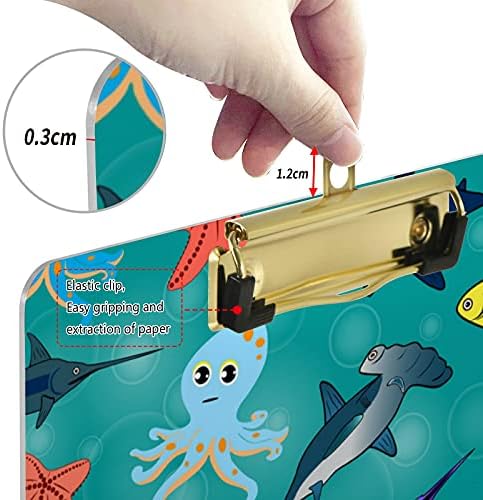 דגי ים קריקטורה לוחות פלסטיק עם מתכת קליפ מכתב גודל לוח נמוך פרופיל קליפ לוחות לתלייה דקורטיבי סיעוד בכיתה-4