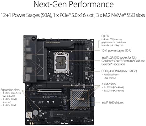 ASUS PREART B660-CRATOR D4 Intel LGA 1700 ATX DDR4 לוח האם