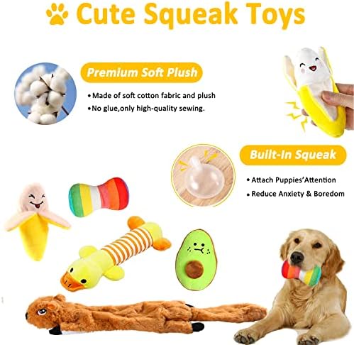 צעצועי גורים של כלבים של איפר 20 חבילה, צעצועי לעיסת גור לניקוי כיף וניקיון שיניים, צעצועים חריקים קטיפה,