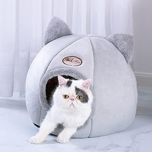 Slakkenreis חיות מחמד כלב חתול בית אוהל מלונה חורף חורף רך מתקפל מתקפל כרית אפור בגודל אחד