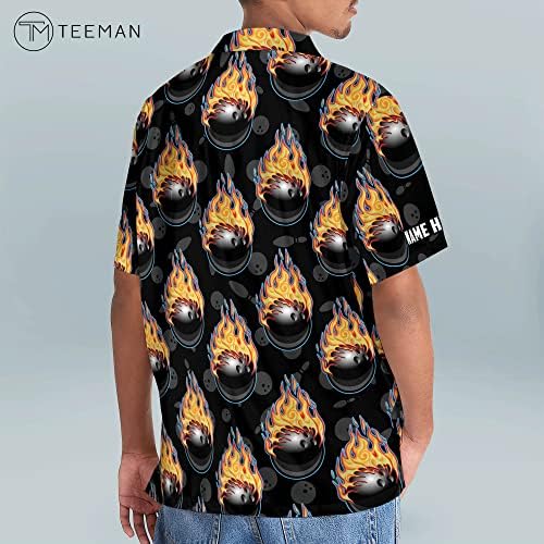 טיימן באולינג בהתאמה אישית חולצה הוואי לגברים, חולצת באולינג בהוואי בהתאמה אישית שרוול קצר-למטה לגברים