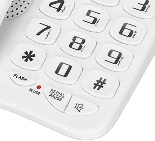 טלפון כבלים, טלפון קווי כפתור גדול עם 3 מקשי הגדלת תמונה טלפון חזק המתאים לקשישים לשימוש ביתי ומשרדי