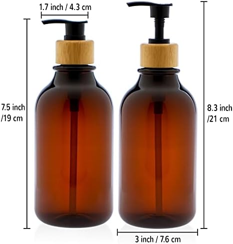 בקבוקי שמפו ניתנים למילוי חדר, שמפו אמבטיה של קימקי ומתקן מרכך, בקבוק סבון מקלחת פלסטיק ענבר 16oz עם משאבה,