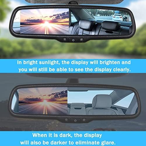 מכונית EWAY עמעום עמעום עמעום תצוגה אחורית מראה ו -4.3 מסך LCD כוונון אוטומטי התאמת צג צג בהירות