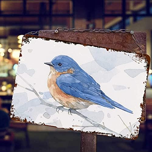 כחול ציפור צבעי מים חידוש סימן בציר מתכת פח סימן קיר סימן שלט פוסטר
