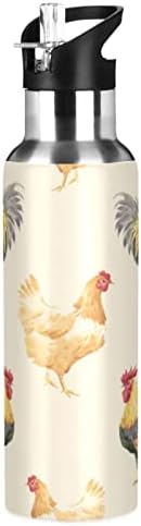 Oarencol תרנגול תרנגולת מים בקבוק נירוסטה ואקום תרמוס מבודד עם מכסה קש 20 גרם