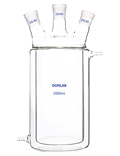 DONLAB CFL-5000 זכוכית 5000 מל/5L 3 צווארון שכבה כפולה שכבה תחתונה שטוחה בתחתית כור מעיל, עם שלושה