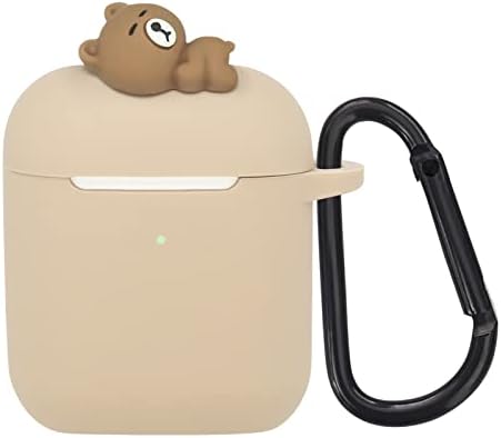 מארז דובי חמוד של Wonhibo, כיסוי רך של חיה של סיליקון עבור Apple AirPod 1 2 עם מחזיק מפתחות