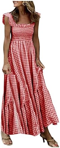 שמלות רצועות ספגטי לנשים בוהו פרוע זורם שמלת מקסי שמלת וינטג 'פלוס שמלת חוף חסרת גב גודל