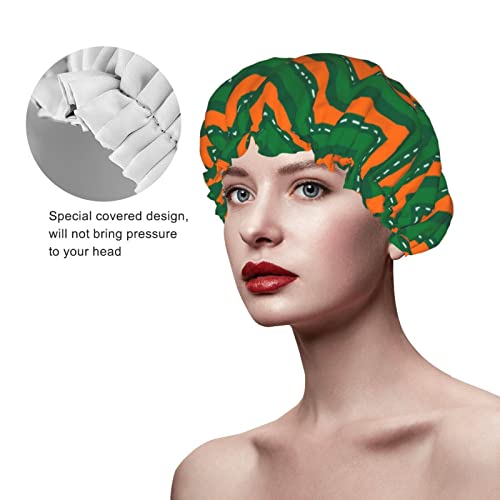 נשים לשימוש חוזר למתיחה שולי שיער כובע כתום קו ירוק משובץ שכבות כפול