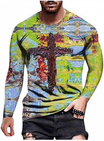XXBR Mens Mens Throce חולצת טריקו שרוול ארוך ישו קרוס אמונה ספורט ספורט טיי אופנה אופנה נוצרית צולבת הדפסים