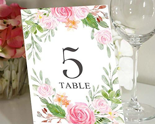 דרלינג מזכרות דו צדדי הדפס פרחוני & מגבר; מספרי שולחן עלה כרטיסי שולחן דקורטיבי קבלת חתונה-4 איקס 6