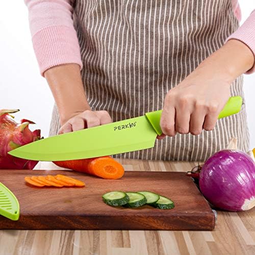 סכין מטבח של סכין שף פרקין עם סכין בישול נדן נירוסטה עם ציפוי מקל לא -ציפוי ידית ארגונומית