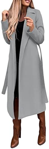 נשים Ruziyoog 2022 מעילי תעלה חורפית פתוחה קדמית קרדיגן קרדיגן דש דו דו מעילי צמר מעילי חגורה דקיקים.