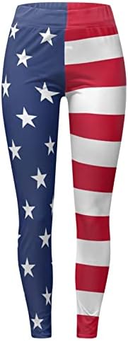 דגל אמריקאי פטריוטי ליגלי נשים המותניים הגבוהים של הכוכבים הפטריוטיים של נשים מכנסיים מכנסיים אימון