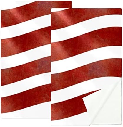 Woshjiuk 2 חבילה מגבות כושר מיקרופייבר, גלי פסים דגל אמריקאי, מגבת מגבת מגבת סופר סופגת למגבות זיעה של