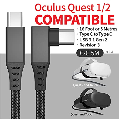 Huaaodada כבל קישור ארוך במיוחד 16ft עבור Oculus Quest 2/ Quest VR אוזניות ומחשב משחק, USB C ל- USB C טעינה