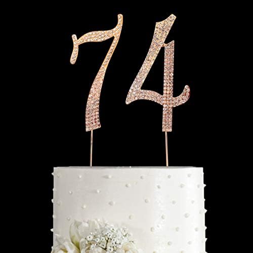 Magjuche Gold 74 טופר עוגת קריסטל, מספר 74 אבני חן 74 טופר עוגת יום הולדת 74, יום הולדת גברים או