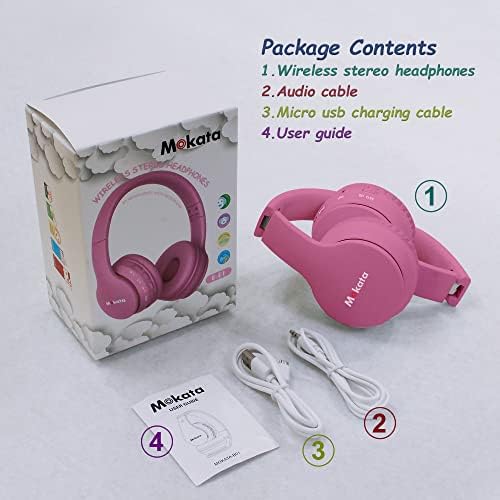 אוזניות Mokata Bluetooth אלחוטית /קווית לילדים נפח מוגבל 85/110dB מעל אוזניות הגנה מפני רעש מתקפלות עם אוזניות